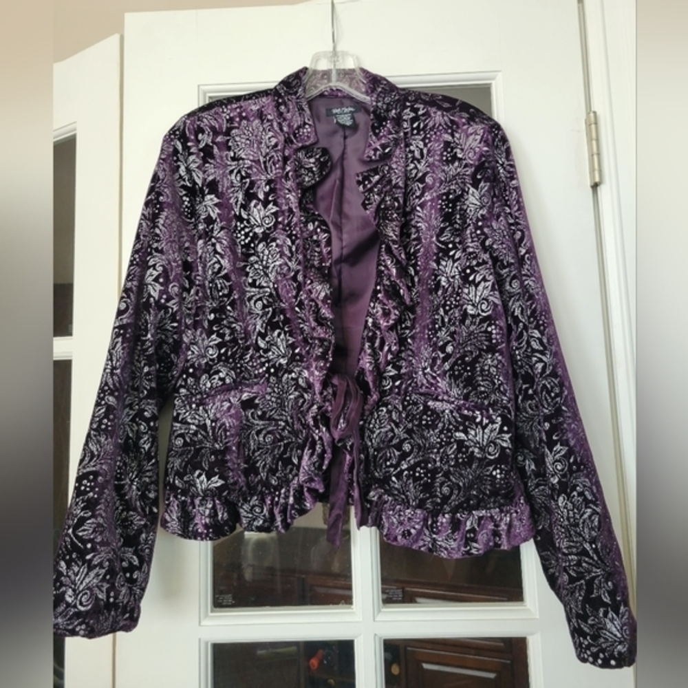 Bob Mackie‎ Studio purple velvet short jacket size 8